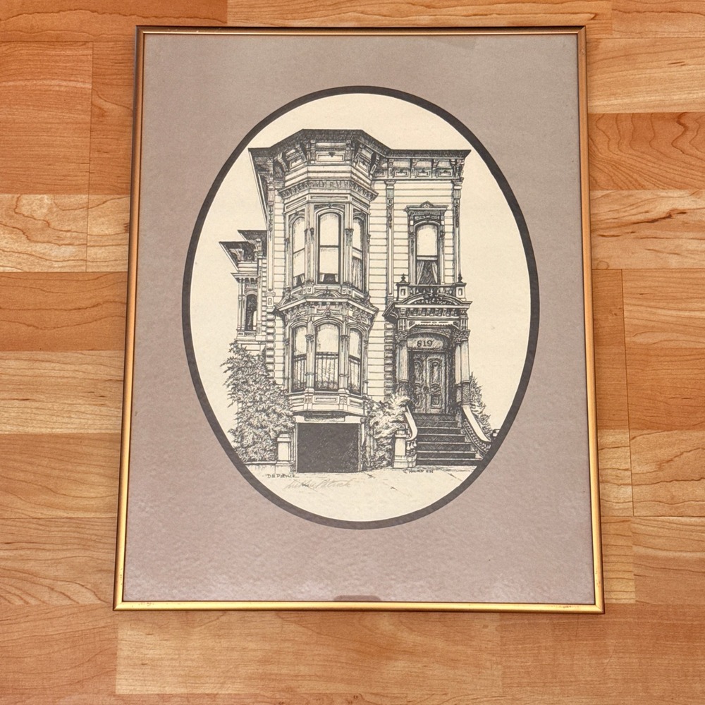Vintage 1976 SIGNED Debbie Patrick Victorian House 14"x18" Lithograph